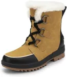 DREAM PAIRS Ankle Winter Boots for Women Snow Boots Anti-Slip Resistant Classic Warm Faux Fur Lined Lace Up for Outdoor Hiking Walking,Size 9,Chestnut/black,SDSB2414W