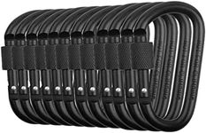 Locking Carabiner Clip D Ring Spring Snap Key Chain Hook 3" Screw Gate Hook Travel Aluminum Carabiners Vonpri (Black) (12Pack)