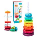 Baby Spinning Toy Rainbow Stacking, Baby Sensory Spin Gears Stacking Rings Toy, Baby Ring Stacker Toy, Montessori Plugging Toys BPA Free, Early Educational Learning Toys for 12 Months+ (6pcs)