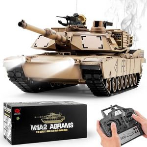 BESTYMXY RC Tanks US M1A2 Abrams Army Tank, HengLong 1: 16 2.4ghz M1A2 Abrams Main Battle Tank Model, Remote Control Tank Vehicles with Sound & Light for Ages 14+