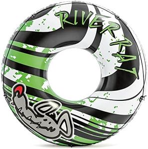 Intex River Rat 48 Inch Inflatable Vinyl Towable Boat Floating Tube Raft for Swimming Pool and Lake in Green Rat or Graffiti Rat Design, Color Varies