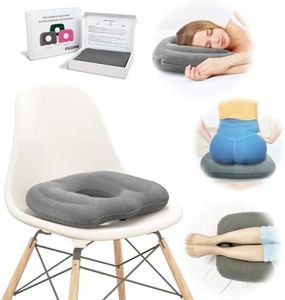 Inflatable Lift Donut Pillow - Hemorrhoid Pillow for Tailbone Back Pain Bed Sore - Coccyx Cushion for Sciatica, Postoperative - Portable Travel Pillow for Wheelchairs, Office Chair(gray）
