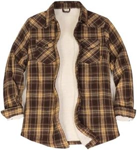 ZENTHACE Womens Fleece Lined Plaid Shacket Jacket Sherpa Lined Flannel Button Down Boyfriend Shirts Winter Jacket Coffee M