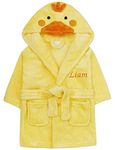 Personalised Animal Dressing Gown Baby Girl Boy Hooded Bathrobe (Duck 2-3 Years)