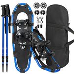 Goplus Snow Shoes for Men Women Youth Kids, Light Weight Aluminum Terrain Snowshoes with Anti-Shock Trekking Poles and Carrying Tote Bag, Snow Mud Baskets Included, 21/25/ 30 Inches (Navy, 30")