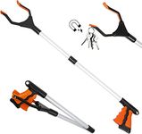 GDLPZM Grabber Reacher Tool, 32" Foldable Pickup Tool with Magnet, Lightweight Aluminum Reaching Aid with Rotating Rubber Gripper, Long Arm Extender for Elderly, Litter Trash Picker, Garden Gripper, Hand Tools