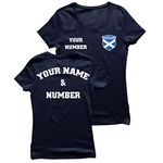 lepni.me Womens Personalised Football Jersey Scotland | Name and Number | Scottish Flag Badge | Custom T-Shirt | Football Championship (M Navy Blue Multi Color)