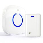 SadoTechSTARPOINT Expandable Doorbell Magnetic Door Open Chime System - Base Starter Kit, 52 Chime Tunes, 4 Loud Levels, LED - 1 x Magnetic Door Chime Sensor, 1 x Plugin Receiver, White