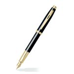 Sheaffer Gift 100 Glossy Black Fountain Pen with Gold tone Trim | E9322 Fountain Pen Medium Nib | Personalized Pen with Name Engraved