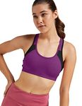 Jockey 1380 Women's Wirefree Padded Super Combed Cotton Elastane Stretch Full Coverage Racer Back Styling Active Bra with Stay Fresh and Moisture Move Treatment_Purple Glory & Black_XL