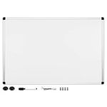 Navaris Double-Sided Whiteboard - 60 x 40 cm Double-Sided Magnetic Memo Notice White Board - Includes Pen and Magnets - Metal Frame