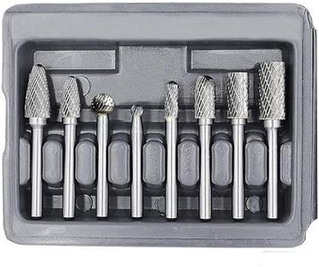 Carbide Burr Set, Die Grinder Bits 1/4 Inch Shank, 8pcs Double Cut Solid Carbide Rotary Burr Set for Die Grinder Drill, Metal Wood Carving, Engraving, Polishing, Drilling