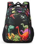 Frantic Waterproof Polyester 26 L School Backpack With Pencil/Staionery Pouch School Bag Class 1 to 8 Daypack Picnic Bag For School Going Boys & Girls(RR_Full_Black_Jurassic_24_B)