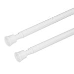 KXLIFE 2Pcs Tension Curtain Rod 28 to 40 Inch, Adjustable Small Spring Loaded Tension Curtain Rod for Window No Drilling (White)