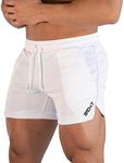 Shorts for Men Athletic Shorts Waist Solid with Pockets Men's Casual Sports Shorts Mens Drawstring Workout Shorts (White, XXL)