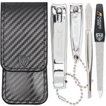 3 Swords Germany - manicure set with toe nail clipper, finger nail clipper, nail file and tweezers - brand quality since 1927