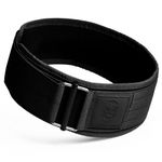 Gymreapers Quick Locking Weightlifting Belt for Bodybuilding, Powerlifting, Cross Training - 4 Inch Neoprene with Metal Buckle - Adjustable Olympic Lifting Back Support (Blk/Blk, M)