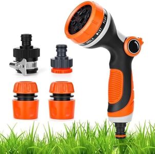 Garden Hose Pipe Spray Set, Garden Connector for Hose Head, 10 Adjustable Patterns, Heavy Duty High Pressure Spray Nozzle Perfect for Car Washing, Cleaning, Watering Lawn and Garden