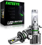 FateEye H7 LED Headlight Bulb, 80W 22000LM 6500K Super Bright Wireless LED Car Headlight Conversion Kit, Halogen Headlight Replacement, Mini Size Plug and Play, H7 LED Fog Light Bulb (H7)