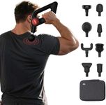 HEYCHY Massage Gun Deep Tissue with Heat, 90°Adjustable Percussion Massager with 12mm Amplitude, Type-C Charging, Carry Case, 4 Speed Modes for Athletes Workout Pain Relief, New Year Gifts (Black)