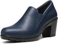 DREAM PAIRS Women's Low Chunky Block Heels Pumps Comfortable Slip-on Heeled Loafers Dress Work Shoes for Office Business,Size 9,Navy,DPU214