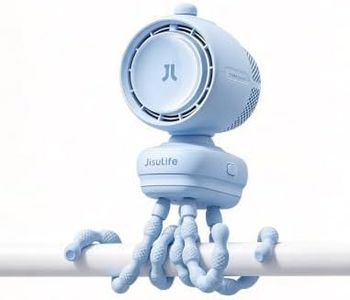 JISULIFE Chic Stroller Fan 2026 –Baby Cool Helper: Smart 120° Auto Oscillation with 100 Speeds, 21H Super-Long Battery, Portable Baby Fan for Crib, Stroller & Bedroom, Gift for Moms-Blue