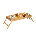 Bed Table Tray with Folding Legs - Breakfast Tray Wood Bed Tray for Sofa, Bed, Eating, Snacking and Working，Bed Table Tray for Eating，Food Tray for Bed，Lap Desk，Bed Tray，