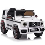 Kids Republic Licensed AMG G63-12V Electric Ride-On Car for Kids with Parental Remote Control, LED Lights, Leather Seat, and MP3 Player (Low door, White)