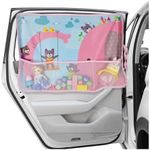 Car Window Shade for Baby, Blackout Car Window Curtain with Storage Pockets & 7 Suction Cups, Cartoon Pattern Car Side Window Sun Shade Cover for Sun/Heat/UV Rays Protection (Pink-Elephant)