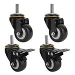 BK JAGAN & CO 4 Pack 2.5" Caster Wheels Screw Type(THREADED) 2 with Brakes & 2 Without PU Swivel Caster Wheel 360 Degree Rotation