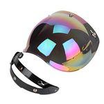 Qiilu Motorcycle Helmet Lens, Motorcycle Retro 3-snap Sun Visor Shield Windproof Helmet Lens Colored