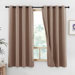 NICETOWN Bedroom Cold Reducing Full Blackout Curtain Panels, Super Thick Insulated Window Covers, 100% Blackout Blinds with Same Color Liner for Small Window(Taupe, Set of 2 PCs, 52 by 45-inch)