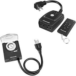 DEWENWILS Outdoor Light Sensor Timer Waterproof with Remote, 24-Hour Programmable Plug in Mechanical Timer