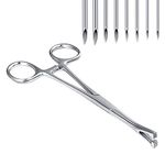 Triangle Slotted Locking Pennington Forceps Piercing Clamp with 14G 16G 18G 20G Needles for Ear Lip Navel Tongue Septum Piercing