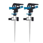 Holzsammlung 2 Pack Pulsating Impact Sprinklers for Yard, Automatic Garden Water Sprinkler on Spike Base 360 Degree Rotation with Adjustable Plastic Nozzle for Lawn Garden