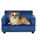 Dog Sofas and Chairs for Small Size Pet/Sturdy Wooden Frame Pet Sofa/Smooth Velvet Dog Sleeping Bed/Classical Design Upholstered Pet Bed/Cat Sofa for Small Animal Rest Using (Blue)