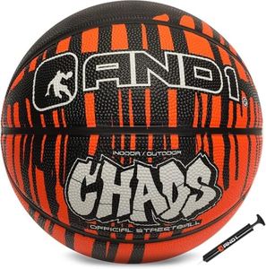 AND1 Chaos Drip Rubber Basketball Size 7 (29.5"), Indoor/Outdoor Basketball with Hand Pump, Deep Channel Construction, Premium Materials, Vibrant Colors