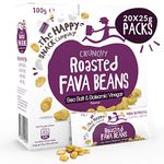 The Happy Snack Company Roasted Fava Beans, Sea Salt & Balsamic Vinegar Flavour Healthy Snacks, Plant Based Protein, Gluten Free Tasty Snacks, Vegan, 115 Calories, 25g Portion, Pack of 20.