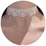 ZZ ZINFANDEL Gothic White Lace Choker Necklace for Woman Girls,y2k Boho Heart Peral Choker Classic Goth Accessories Chokers Layered Necklaces Collars Pendant, Metal, alloy