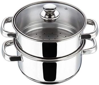 Vinod Stainless Steel Steamer 2 Tier with Glass Lid 24 cm | 2.5 mm Thick Base | Multi Purpose Momos, Modak Maker Steamer | Induction and Gas Base | 2 Year Warranty - Silver