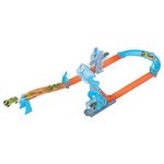 Hot Wheels® Track Set, Blue Deluxe Track Builder Pack with Wind-Themed Accessories in Stackable Toy Storage Box with 1 Hot Wheels® Car