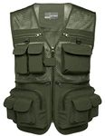 Flygo Mens Summer Outdoor Work Safari Fishing Travel Photo Vest with Pockets, Army Green-mesh, X-Large