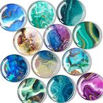 DARUITE 12Pcs Glass Fridge Magnets Refrigerator Magnets for Crafts Strong Magnets for Adults Small Magnets for Fridge Cute Magnets for Whiteboard Office Classroom Kitchen Dishwasher (Marble)