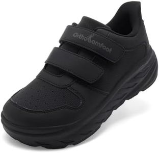 Boys Kids Orthopedic Diabetic Wide Toe Box Walking Shoes: Supportive Plantar Fasciitis Arch Support Flat Feet Running Shoes, High Arch Orthotic Sport Standing Trail Sneakers Black Little Kid 3