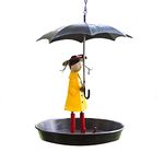 Garden Mile Metal Umbrella Bird Feeder and Bath - Antique Style Weatherproof with Hanging Hook Chain Girl Wild Feeder Station - Novelty Lightweight Hanging Bird Feeder Table or Garden Decorations