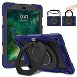 ROISKIN Case for iPad 6th/ 5th Generation 9.7 Inch: Heavy Duty Rugged Cover for Air 2/ Pro 9.7 2017/2018 with Screen Protector Pencil Holder [360 Rotating Stand]& Strap - Dark