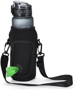 Black Rhino Dog Water Bottle Holder with Poop Bag Dispenser - Multiuse Water Bottle Holder - Waste Bag Dispenser - Lightweight Fabric with Doggie Treat Holder - Walking, Running, or Hiking Accessory