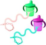 Goji Baby Bottle Bungees - Sippy Cup Holder Strap - Sippy Cup and Toy Safety Tether - Keep Essentials Within Reach - For Kids Ages 0-36 Months - BPA and Phthalate-Free [Aqua & Pink 2pk]