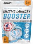 Enzyme Laundry Booster Odor Remover - 2 lbs Unscented Enzymatic Clothes Stain Cleaner Powder, Natural Deodorizer with Bio Active Enzymes, Detergent Additive Eliminator for Sweat, Oil, Blood - 64 Loads