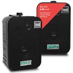 Pyle Dual Waterproof Outdoor Speaker System 5.25 Inch Pair of Weatherproof Wall/Ceiling Mounted Speakers with Grill, Universal Mount for Use in The Pool, Patio, Indoor (Black)